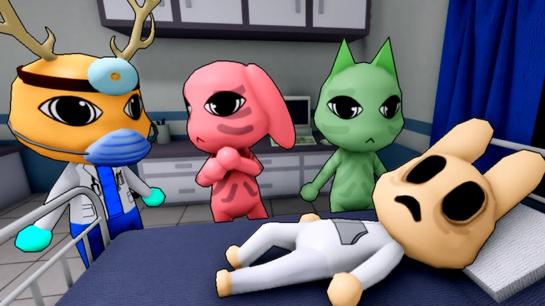 Animal Hospital Roblox official screenshot showing hospital room, doctor character, and patient bed
