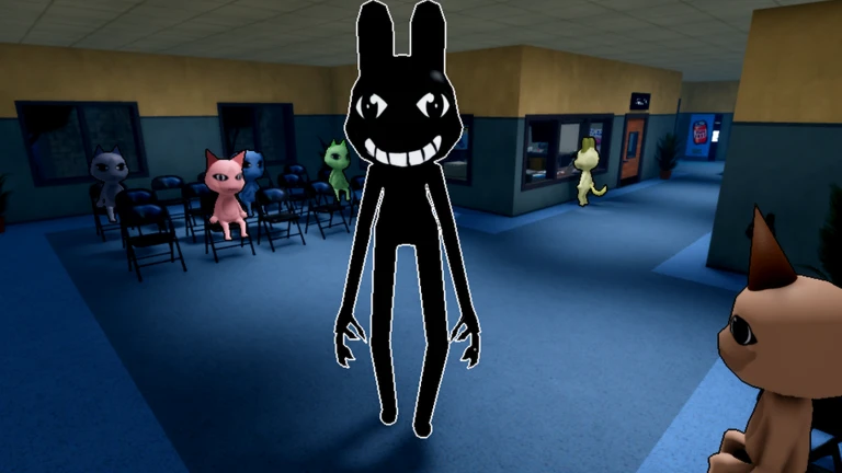 Animal Hospital Roblox official screenshot showing a dark hallway entity and animal patients
